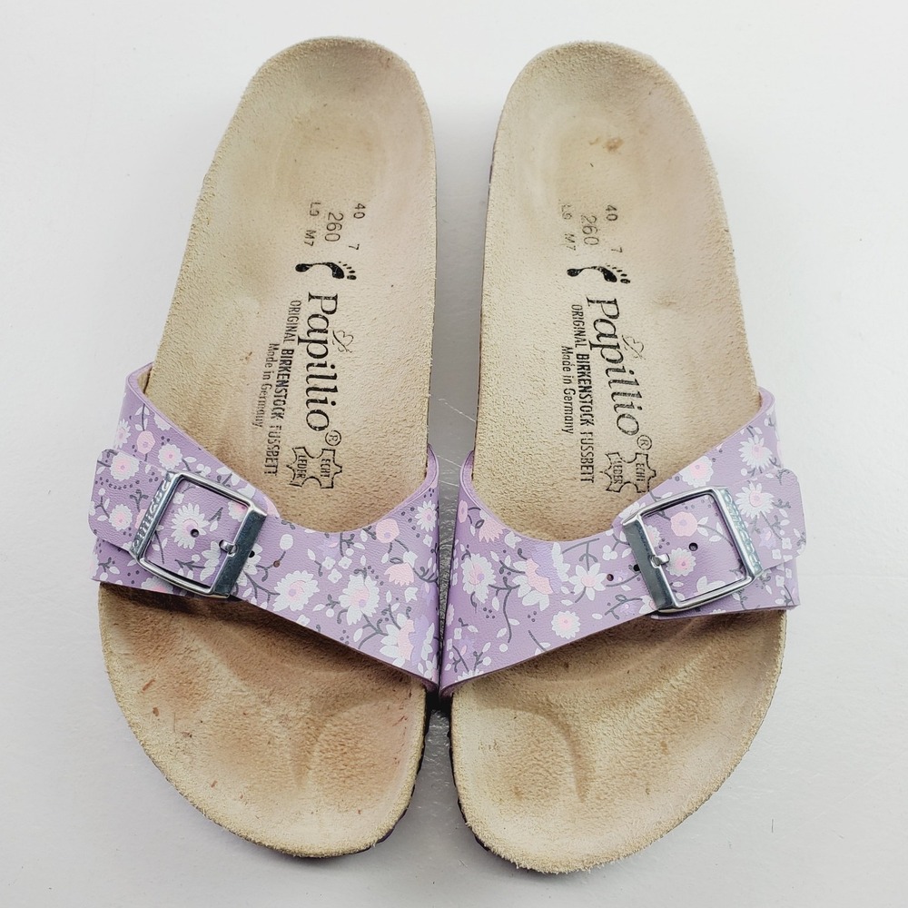 Birkenstock Papillio Womens Purple Floral Sandals Slides Comfort Support 9